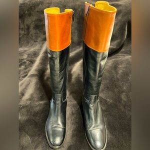 Italian Leather, Saks Fifth Avenue Black and Brown Riding Boot